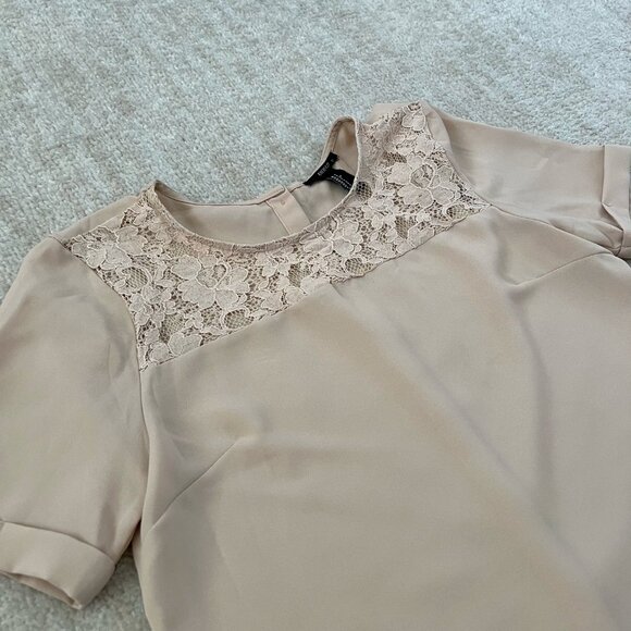 3 for $6 Forever 21 Sheer Short Sleeve Lace Boho Summer Blouse Crop Top S - Picture 3 of 7